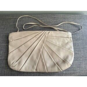 Vintage Amanda Smith Cream Accordion Hinged Frame Shoulder Bag Purse